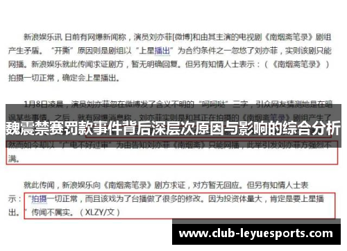 魏震禁赛罚款事件背后深层次原因与影响的综合分析